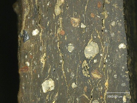 Granitgrus gemagerten Scherbe