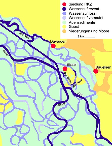 rezente und ehemalige Flussläufe