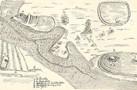 Zeichnung der archäologischen Denkmäler Sievern und Holßel